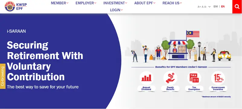 i-saraan page on EPF website.