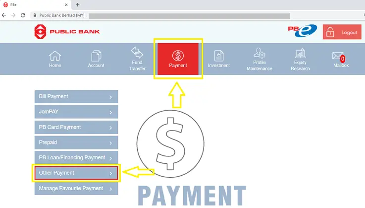 Public Bank Online Other payment option.