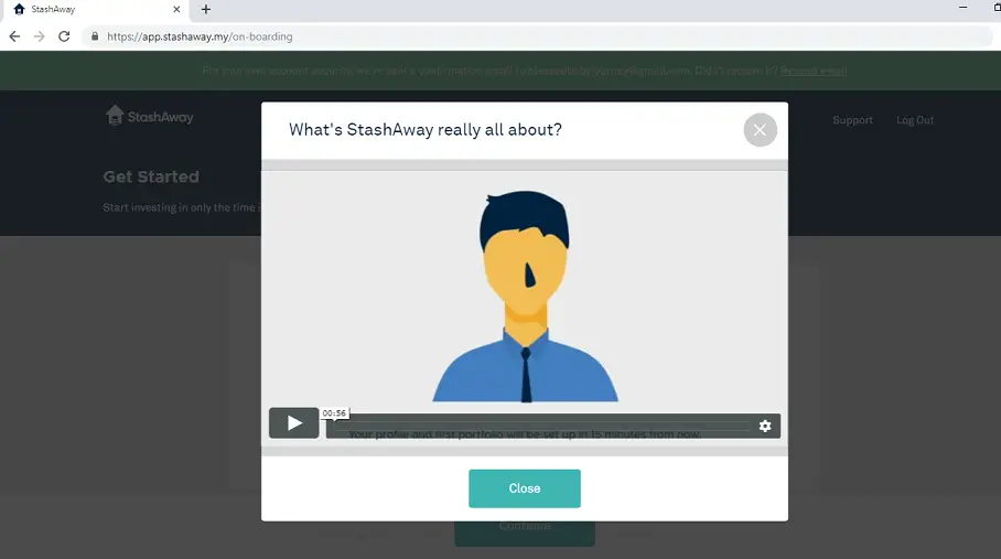 Onboarding StashAway Malaysia with a video introduction.