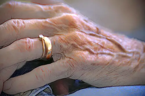 An aged hand at nursing home.