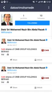 Printscreen of Nazir Razak profile on Spiking PRO app