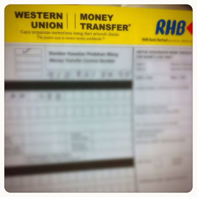 RHB Bank Western Union Money Transfer form for withdrawing Google Adsense payment in Malaysia