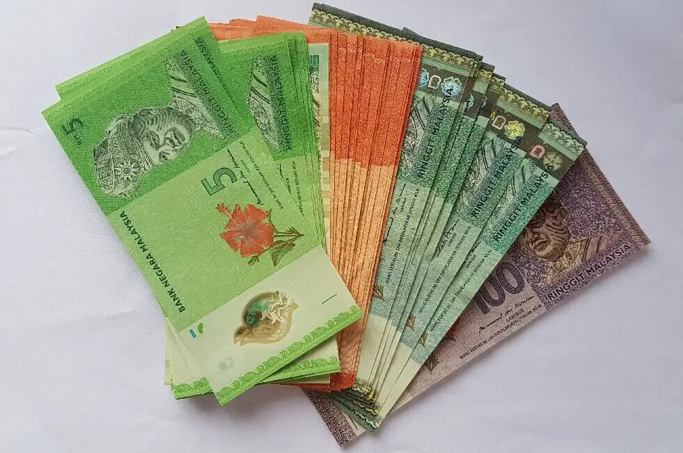 A stack of Malaysian Ringgit notes as example of personal loans.