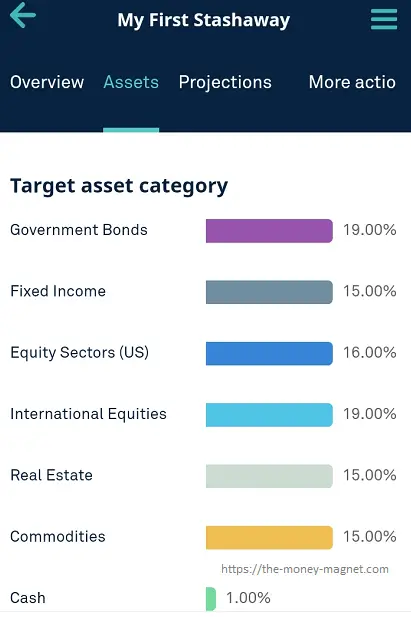 StashAway asset allocation according to selected risk profile.