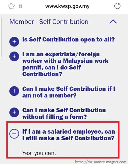 EPF Self Contribution FAQs shows that a salaried employee can make a Self Contribution.