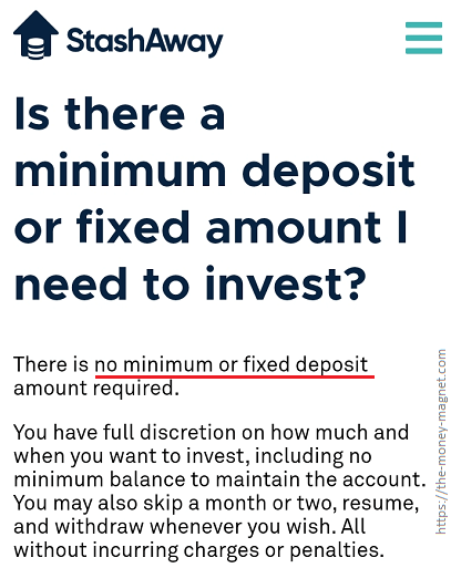 StashAway requires no minimum investment amount shows another great benefits of investing in robo-advisors.