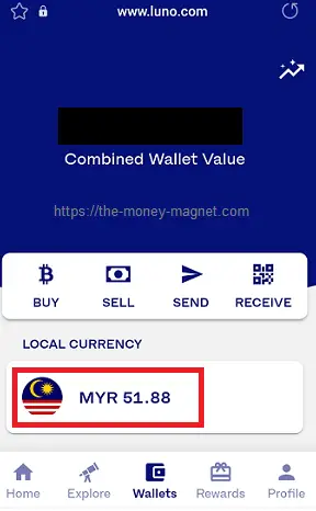 Local currency MYR on Luno wallets.