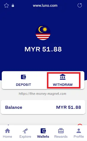 Luno Malaysia review with instruction on how to withdraw money from its wallet to bank account.