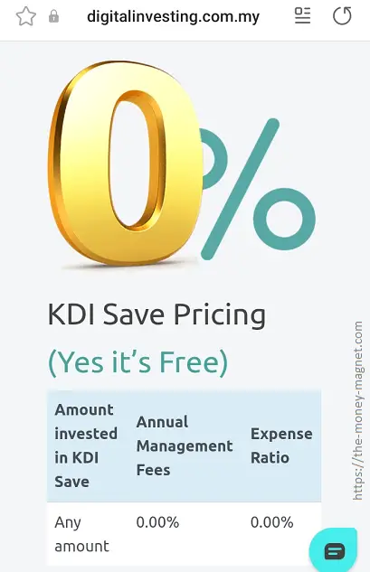 Kenanga Digital Investing's cash management, KDI Save offers free investing.