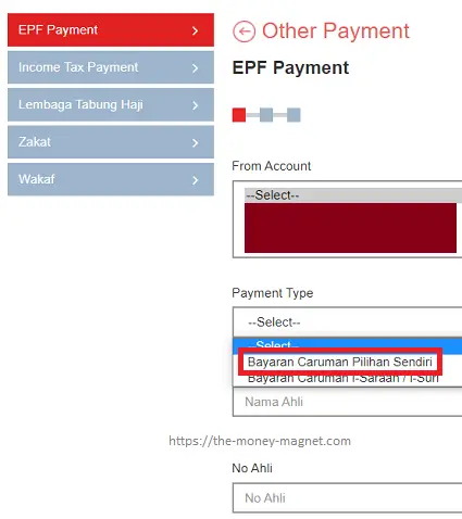 Making EPF Payment for Self Contribution through Public Bank online.