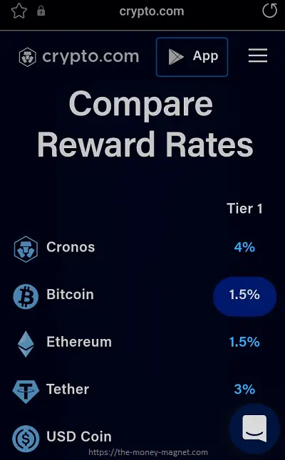 Some of Crypto.com's staking reward rates.