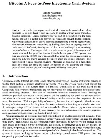 Bitcoin whitepaper is a great source for Bitcoin research.