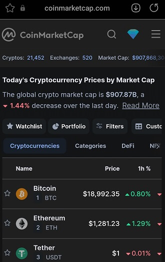 CoinMarketCap platform as a resources for crypto research.