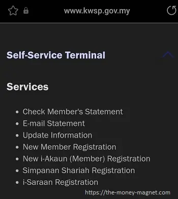Services offered at EPF Kiosk including checking member's statement which contain the EPF number.