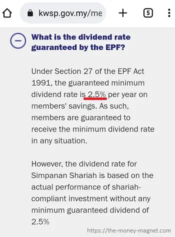 If you transfer your fixed deposit to EPF,  EPF guaranteed a minimum dividend rate of 2.5% per year.