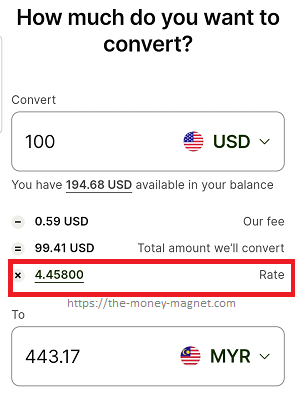 Wise currency calculator with real exchange rate.