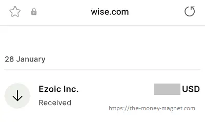 Successfully received USD into Wise USD account.